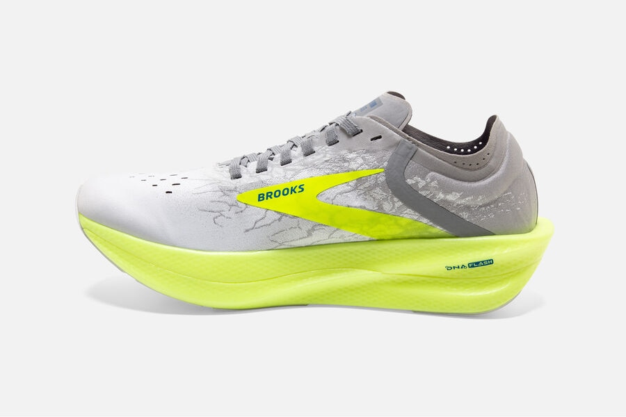 Hyperion Elite 2 Brooks Spikes Shoes NZ Mens - White/Grey/Green - HELCNI-140